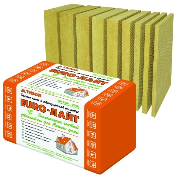 Утеплитель Тизол ЕВРО-Лайт 35 К 1000х600х50 мм, 15 шт. уп