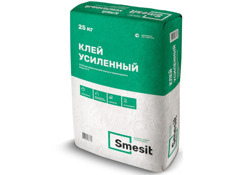 Клей плиточный усиленный Smesit, 25кг.