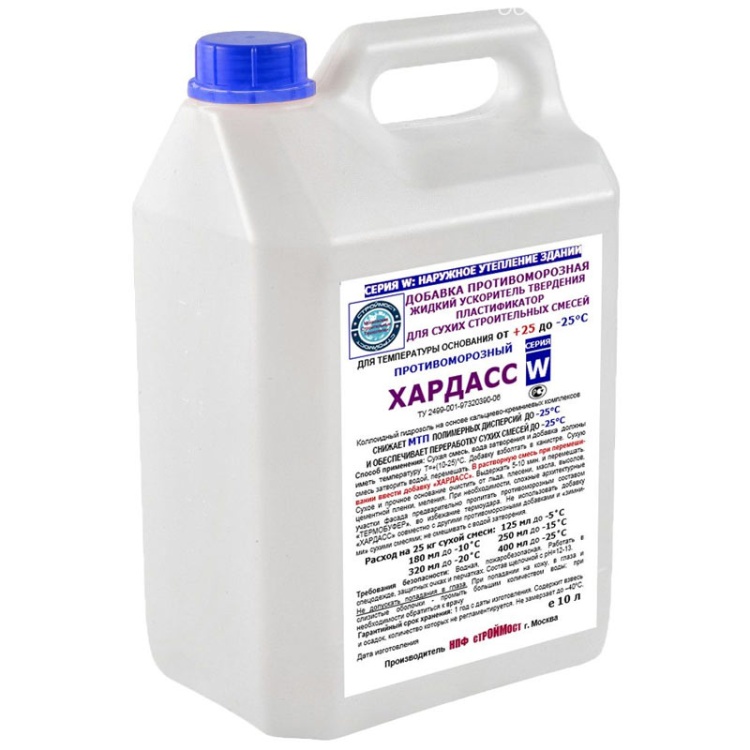 Противоморозная добавка для сухих смесей ХАРДАСС, 10л